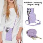 For Samsung Galaxy S23 Ultra 5G YM015 Crossbody Rhombic Card Bag RFID Phone Case(Light Purple) - 2