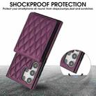 For Samsung Galaxy S24 Ultra 5G YM015 Crossbody Rhombic Card Bag RFID Phone Case(Dark Purple) - 3
