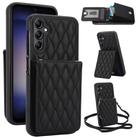 For Samsung Galaxy S25+ 5G YM015 Crossbody Rhombic Card Bag RFID Phone Case(Black) - 1
