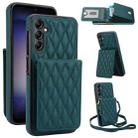 For Samsung Galaxy S25+ 5G YM015 Crossbody Rhombic Card Bag RFID Phone Case(Green) - 1