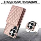 For Samsung Galaxy S25 Ultra 5G YM015 Crossbody Rhombic Card Bag RFID Phone Case(Rose Gold) - 2