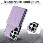 For Samsung Galaxy S25 Ultra 5G YM015 Crossbody Rhombic Card Bag RFID Phone Case(Light Purple) - 2