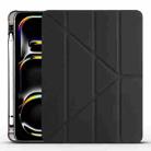 For iPad Pro 13 2024 Multi-folding TPU Leather Smart Tablet Case with Pen Slot(Black) - 1