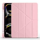 For iPad Pro 13 2024 Multi-folding TPU Leather Smart Tablet Case with Pen Slot(Pink) - 1