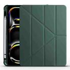 For iPad Pro 13 2024 Multi-folding TPU Leather Smart Tablet Case with Pen Slot(Pine Green) - 1