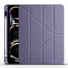 For iPad Pro 13 2024 Multi-folding TPU Leather Smart Tablet Case with Pen Slot(Lavender Purple) - 1