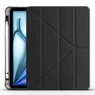 For iPad Air 11 2024 Multi-folding TPU Leather Smart Tablet Case with Pen Slot(Black) - 1