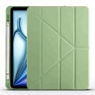 For iPad Air 11 2024 Multi-folding TPU Leather Smart Tablet Case with Pen Slot(Matcha Green) - 1