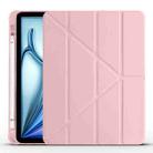 For iPad Air 11 2024 Multi-folding TPU Leather Smart Tablet Case with Pen Slot(Pink) - 1