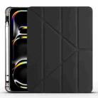 For iPad Pro 11 2024 Multi-folding TPU Leather Smart Tablet Case with Pen Slot(Black) - 1