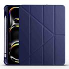 For iPad Pro 11 2024 Multi-folding TPU Leather Smart Tablet Case with Pen Slot(Dark Blue) - 1