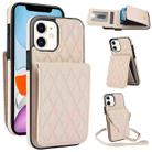 For iPhone 11 YM015 Crossbody Rhombic Card Bag RFID Phone Case(White) - 1