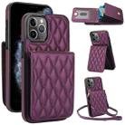 For iPhone 11 Pro YM015 Crossbody Rhombic Card Bag RFID Phone Case(Dark Purple) - 1