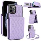 For iPhone 11 Pro YM015 Crossbody Rhombic Card Bag RFID Phone Case(Light Purple) - 1