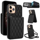 For iPhone 11 Pro Max YM015 Crossbody Rhombic Card Bag RFID Phone Case(Black) - 1