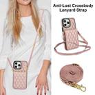 For iPhone 16 Pro Max YM015 Crossbody Rhombic Card Bag RFID Phone Case(Rose Gold) - 2