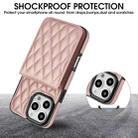 For iPhone 16 Pro Max YM015 Crossbody Rhombic Card Bag RFID Phone Case(Rose Gold) - 3