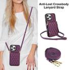 For iPhone 16 Pro Max YM015 Crossbody Rhombic Card Bag RFID Phone Case(Dark Purple) - 2