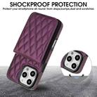 For iPhone 16 Pro Max YM015 Crossbody Rhombic Card Bag RFID Phone Case(Dark Purple) - 3