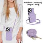 For iPhone 16 Pro Max YM015 Crossbody Rhombic Card Bag RFID Phone Case(Light Purple) - 2