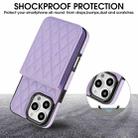 For iPhone 16 Pro Max YM015 Crossbody Rhombic Card Bag RFID Phone Case(Light Purple) - 3