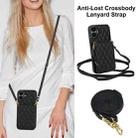 For iPhone 16 Plus YM015 Crossbody Rhombic Card Bag RFID Phone Case(Black) - 3