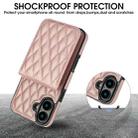 For iPhone 16 Plus YM015 Crossbody Rhombic Card Bag RFID Phone Case(Rose Gold) - 2