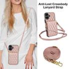 For iPhone 16 Plus YM015 Crossbody Rhombic Card Bag RFID Phone Case(Rose Gold) - 3