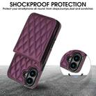 For iPhone 16 Plus YM015 Crossbody Rhombic Card Bag RFID Phone Case(Dark Purple) - 2