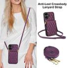 For iPhone 16 Plus YM015 Crossbody Rhombic Card Bag RFID Phone Case(Dark Purple) - 3