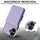 For iPhone 16 Plus YM015 Crossbody Rhombic Card Bag RFID Phone Case(Light Purple) - 2