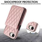 For iPhone 16e YM015 Crossbody Rhombic Card Bag RFID Phone Case(Rose Gold) - 2