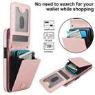 For iPhone 16e YM015 Crossbody Rhombic Card Bag RFID Phone Case(Rose Gold) - 3