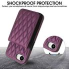 For iPhone 16e YM015 Crossbody Rhombic Card Bag RFID Phone Case(Dark Purple) - 2