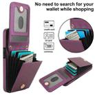 For iPhone 16e YM015 Crossbody Rhombic Card Bag RFID Phone Case(Dark Purple) - 3