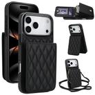 For iPhone 17 Pro Max YM015 Crossbody Rhombic Card Bag RFID Phone Case(Black) - 1