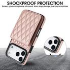 For iPhone 17 Pro Max YM015 Crossbody Rhombic Card Bag RFID Phone Case(Rose Gold) - 3