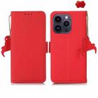 For iPhone 16 Pro Max Side-Magnetic TJ Genuine Leather RFID Phone Case(Red) - 1