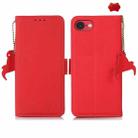 For iPhone SE 2024 Side-Magnetic TJ Genuine Leather RFID Phone Case(Red) - 1