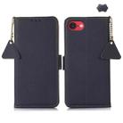 For iPhone SE 2024 Side-Magnetic TJ Genuine Leather RFID Phone Case(Blue) - 1