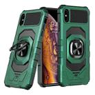 For iPhone XS / X Magnetic Ring Holder Phone Case(Dark Green) - 1