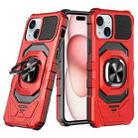 For iPhone 15 Magnetic Ring Holder Phone Case(Red) - 1