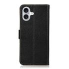 For iPhone 16 Plus KHAZNEH Side-Magnetic Litchi Genuine Leather RFID Case(Black) - 3