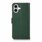 For iPhone 16 Plus KHAZNEH Side-Magnetic Litchi Genuine Leather RFID Case(Green) - 3