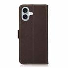 For iPhone 16 Plus KHAZNEH Side-Magnetic Litchi Genuine Leather RFID Case(Brown) - 3