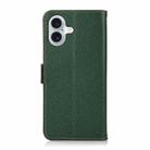 For iPhone 16 KHAZNEH Side-Magnetic Litchi Genuine Leather RFID Case(Green) - 3