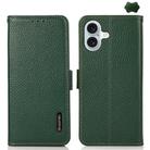 For iPhone 17 KHAZNEH Side-Magnetic Litchi Genuine Leather RFID Case(Green) - 1