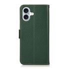 For iPhone 17 KHAZNEH Side-Magnetic Litchi Genuine Leather RFID Case(Green) - 3