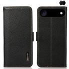 For iPhone 17 Air KHAZNEH Side-Magnetic Litchi Genuine Leather RFID Case(Black) - 1