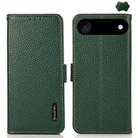 For iPhone 17 Air KHAZNEH Side-Magnetic Litchi Genuine Leather RFID Case(Green) - 1